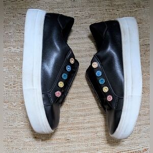 Kurt Geiger London Girls Mini Liviah Sneakers in Black w/jewel studs Size 2
